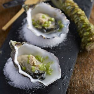 Crab House Cafe - Our Portland Oysters garnished with Dorset wasabi. Crab House Cafe - Our Portland Oysters garnished with Dorset wasabi.